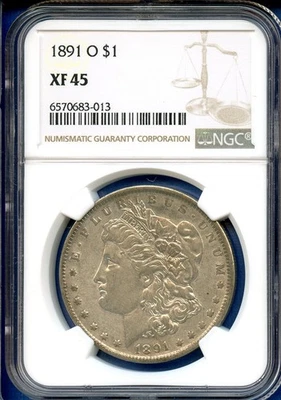1891 O NGC XF45 Morgan Silver Dollar $1 US Mint Coin Rare Date 1891-O XF-45 - Image 1 of 3