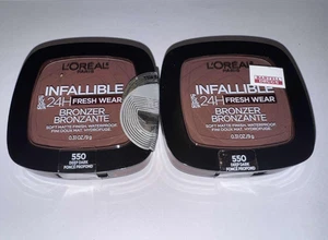 x2 ~ L'Oreal INFALLIBLE Fresh Wear Matte Finish BRONZER ~ Shade 550 DEEP DARK x2 - Picture 1 of 3