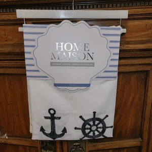 Home Maison Sailor shower curtain Fabric Nautical 72” X 72” New Anchors Waves - Picture 1 of 5