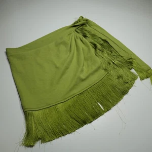 Minaa Monroe Wickelrock Damen klein Mini grün Strick Stretch Fransen zum Binden Boho - Bild 1 von 14