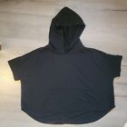 Xersion loose fit short sleve black hooded shirt size L