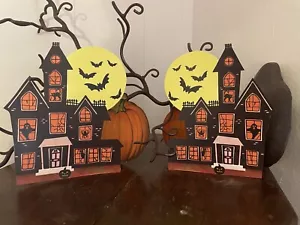 U Pick Vintage Inspired Haunted House Moon,Bats Halloween Cardstock Decoration - Picture 1 of 10