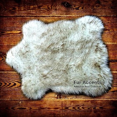 Classic Bear Skin Rug, Faux Fur, White Polar Bear, Arctic Wolf, Hand Made USA - Image 1 of 3