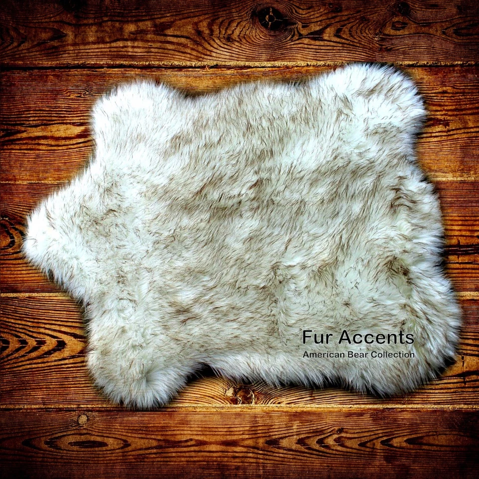 Classic Bear Skin Rug, Faux Fur, White Polar Bear, Arctic Wolf, Hand Made USA - Image 1 of 3