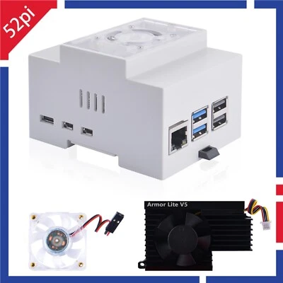 ABS Electrical Box Plastic DIN Rail Case with 3510 Cooler for Raspberry Pi 5 - Image 1 of 4