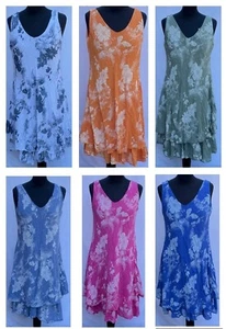 Damen abgestuft ärmellos gefüttert Baumwolldruck lang italienisch Midi-Kleid - Bild 1 von 50