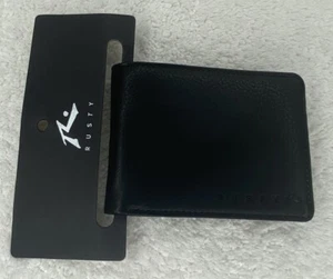 BRAND NEW RUSTY BIFOLD WALLET LEATHER BILL FOLD AUTHENTIC SUPPLY CO HALVES BLACK - Picture 1 of 4