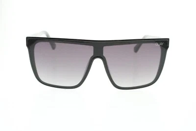 SUNGLASSES QUAY NIGHTFALL 1212 SHINY BLACK SILVER SHIELD LENS - Image 1 of 4