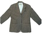 Vintage 80S Liz Claibrone Brown Tweed Blazer W/Shoulder Pads Sz 6