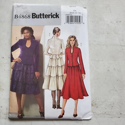 Butterick Pattern B4868 Womens Suit Fitted Jacket Full Tired Skirt Miss 6 - 12 - Image 1 of 4