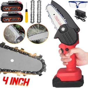 4"Mini Handheld Electric Chainsaw Cordless Chain Saw Wood Cutter Rechargeable - Picture 1 of 13