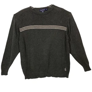 Nautica Boy Sweater Crew Neck Long Sleeve Pullover White Stripe Grey Size 20 - Picture 1 of 7