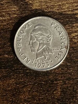 1973 French Polynesia 10 Ten Francs Actual Coin TK8570* - Image 1 of 3