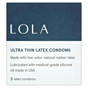 LOLA Ultra Thin Latex Condoms, Premium Lubricant, 3 CT+ - Picture 1 of 2