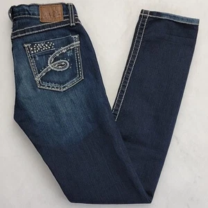 Buckle BKE Women's MYA Skinny Embellished Distressed Stretch Jeans 27x31.5 Blue - Picture 1 of 19
