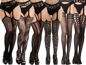 6 Pack Fishnet Garter Belt Stocking Suspender Pantyhose Tights Thigh High Pantyh - Picture 1 of 12