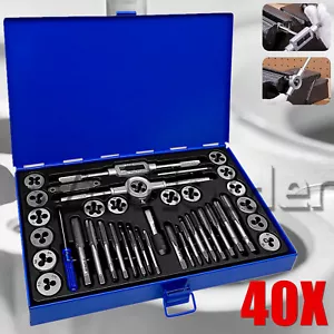 WinHolder 40pc Metric Tap And Die Set Alloy Steel Pitch Gauge M3-M12 Metal Box - Picture 1 of 9