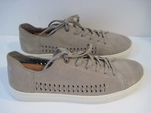 TOMS Suede Taupe Leather Sneakers Braided Light Weight Travel Women Size 10 - Picture 1 of 6