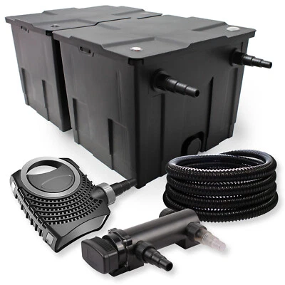 2-Kammer Filter Set 60000l 18W UVC 3er Teich Klärer NEO7000 50W Pumpe Schlauch - Bild 1 von 4