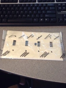 WOW ~ NEW Pass & Seymour TP4-LA ALMOND 4 TOGGLE UNBREAKABLE Wall Plate TP4LACC10 - Picture 1 of 6