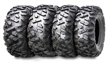 Set of 4 Wanda ATV UTV Tires 24x8-12 Front and 24x10-11 Rear 6pr Solid Mud