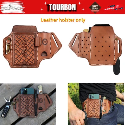Funda de cuero para teléfono celular TOURBON cuchillo funda cinturón soporte herramientas funda EDC Foto 1 de 4