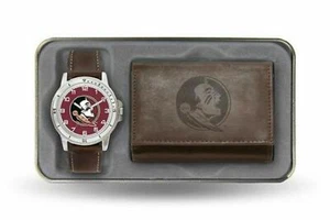 FLORIDA STATE SEMINOLES MEN'S BROWN WATCH & BLACK WALLET WATCH MIXED SET - Picture 1 of 1