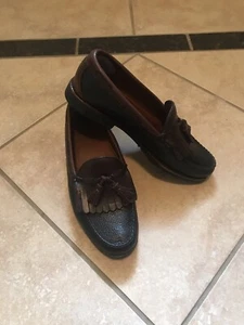 Allen Edmonds Nashua Black W/ Brown Trim Moc Toe Kiltie Tassel Loafer Size: 10 D - Picture 1 of 7