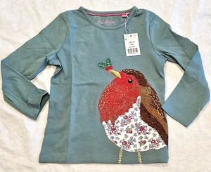 Camisa Festiva Mini Boden Superstitch Robin Bird Nueva Con Etiquetas Nueva 5-6 - Imagen 1 de 7