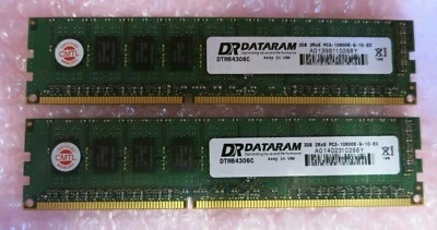 DataRam DTM64306C 4GB (2x2GB) 2Rx8 PC3-10600 DDR3 ECC 240P CL9 DIMM Memory - Image 1 of 3