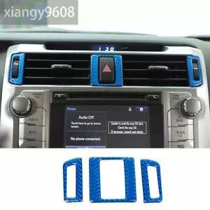 3x Recorte del panel de salida de aire central de fibra de carbono azul para Toyot@ 4Runner 2010-23 - Imagen 1 de 10