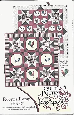 Rooster Romp Quilt Pattern Quilt Poetry by Jane Spolar 42" x 42" PTN1315 NEW - Image 1 of 4