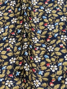 Small White, Red, And Blue Floral On Navy Cotton Fabric ("Ozark Calicos",... - Picture 1 of 5