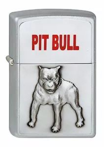 Pit Bull Satin Chrome Emblem Zippo Lighter (Zippo Code 1320048) - Picture 1 of 4