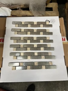 Beige Stein und Chrom Mosaik Fliese Randblätter - Bild 1 von 1