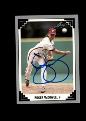 Roger McDowell Phillies 1991 Leaf authentic autographed card - Image 1 of 2