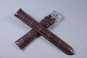 20mm Brown Genuine Croco Grain Leather interchangeable Watch Band Strap EZ-PIN - Picture 1 of 5