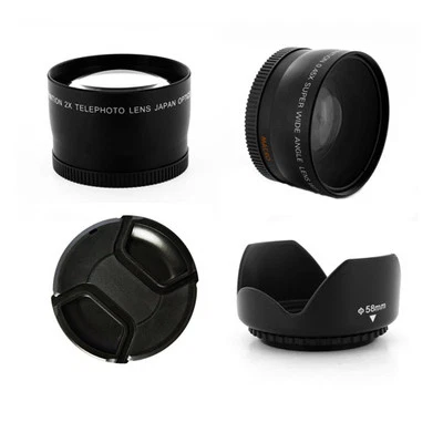 Wide Angle and Telephoto Lens Kit 58mm for Olympus E400 E410 E420 E450 E510 - Image 1 of 2