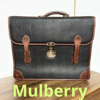 Maleta Mulberry Bolsa de Negócios com Chave Cinza Escuro/Preto Verificador Interno Bom - Imagem 1 de 4