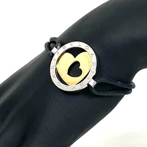 Bvlgari Bulgari Tondo  Bracelet 18K Yellow Gold & Steel Heart Multi Cord - Picture 1 of 24