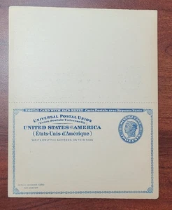 Scott# UX6 Postal Reply Card Complete & Unused Both Pieces intact with no folds - Picture 1 of 2