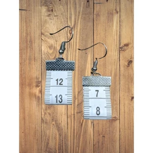 unique measuring measurement tape dangle hook earrings made in usa - Picture 1 of 7