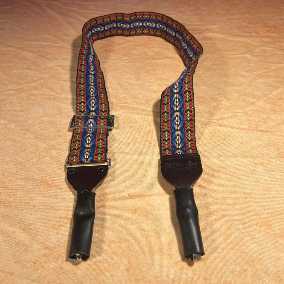 Vintage Bobby Lee 70s Wide Woven Hippie Camera Guitar Neck Strap w/ Clip Covers - Image 1 of 4