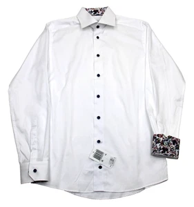 Eton Shirt Mens 15 38 White Slim Fit Dress Shirt Floral Cuff Collar Cotton - Picture 1 of 6