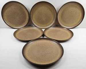 6 Denby Romany Brown Dinner Plates Set Vintage Speckled Dishes England Retro Lot - Picture 1 of 24