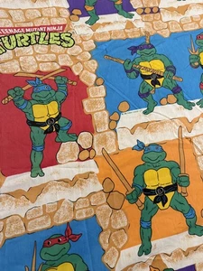 Vintage Teenage Mutant Ninja Turtles Full Flat Sheet 1988 Mirage Studios TMNT - Picture 1 of 15