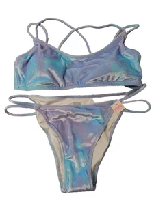 Victoria's Secret Damen-Mini-Bikini PINK Schwimmen Samt 2-teilig blau Größe M neu ohne Etikett - Bild 1 von 8