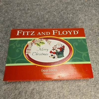 NIB Fitz & Floyd "Dear Santa" Cookie Plate Platter Sentiment Tray 2012 Christmas - Image 1 of 4