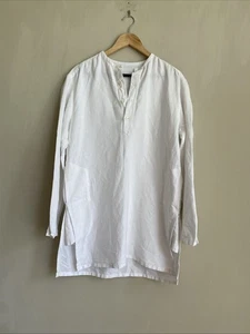 Vintage 1960s Italian Linen White Blouse Size 42-44” - Picture 1 of 6