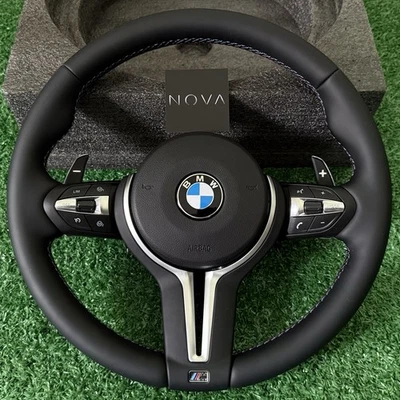 BMW Nappa Leather Steering Wheel With Paddle Shifters - F30 F32 F80 F82 M3 M4 - Image 1 of 4
